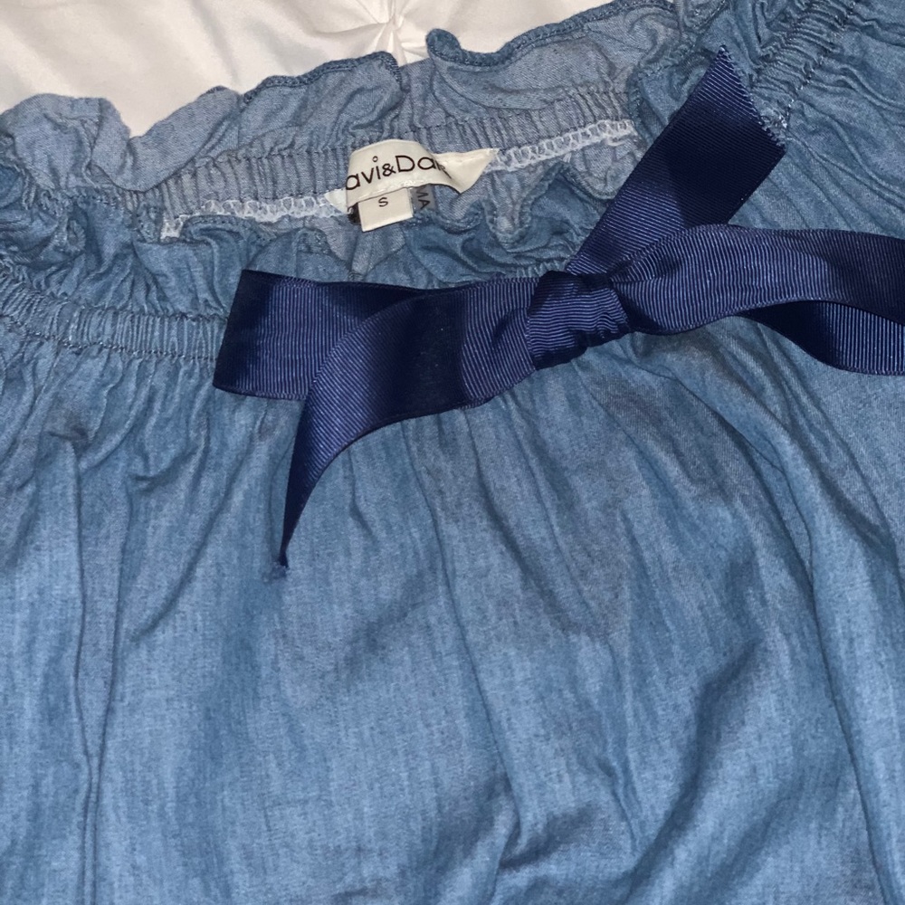 Off the shoulder “denim” top